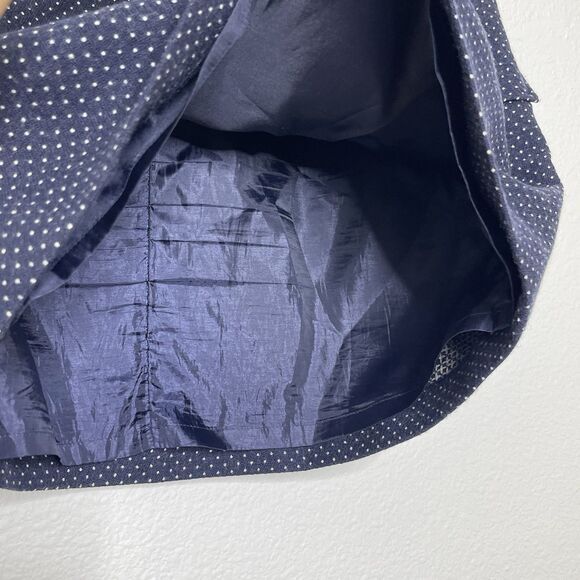 Hobbs London Mini Skirt US 8 UK 12 Blue Polka Dot Wool Blend Preppy A Line Paris - Picture 6 of 8
